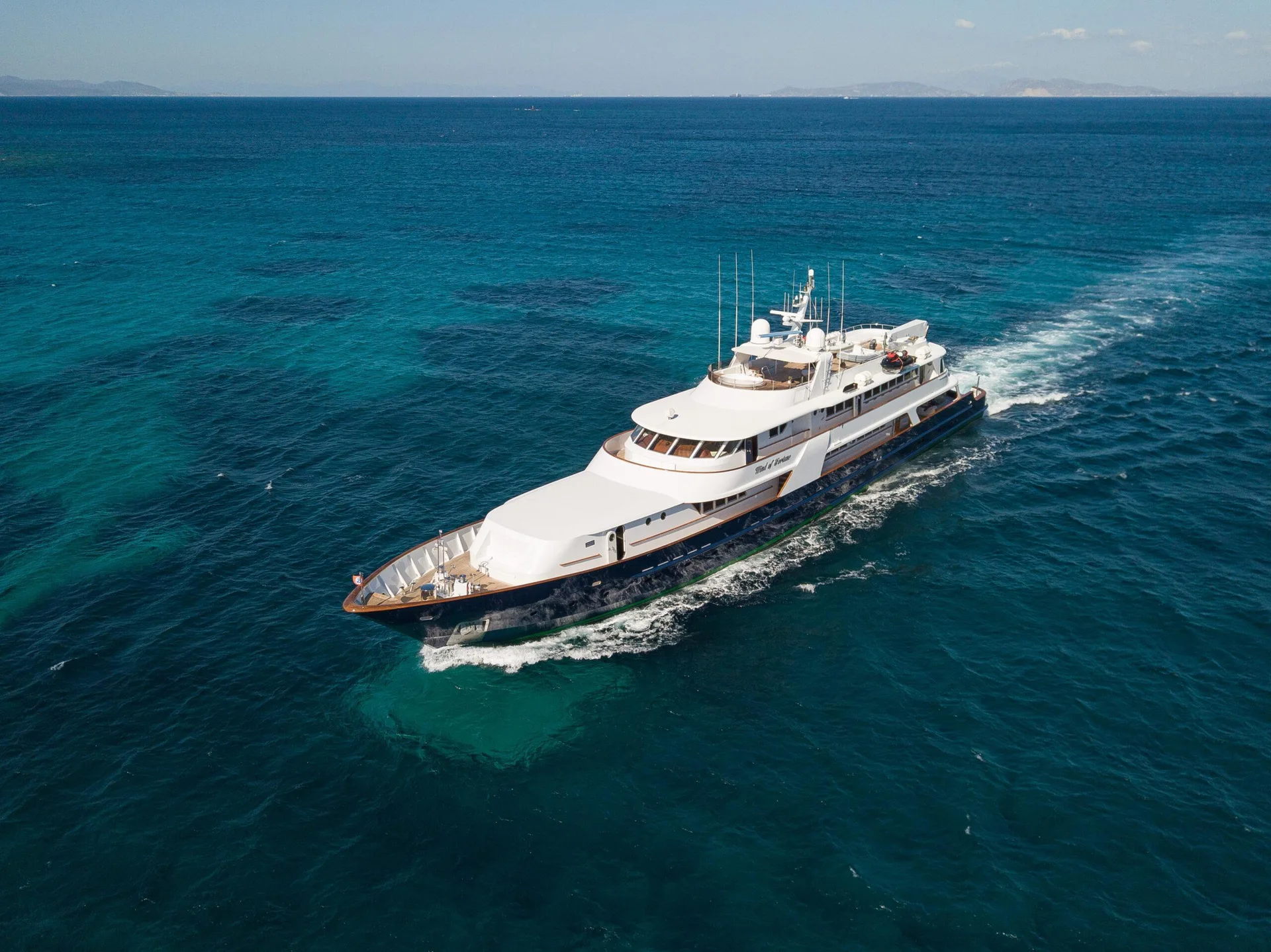 WIND OF FORTUNE at anchor